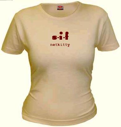 Shirt-Farbe: Sand
<br />Ausrichtung: Mitte
<br />1. Zeile: S-I-F (Swinger, bordeaux, sehr groß) 
<br />2. Zeile: Username (Courier, bordeaux, klein)